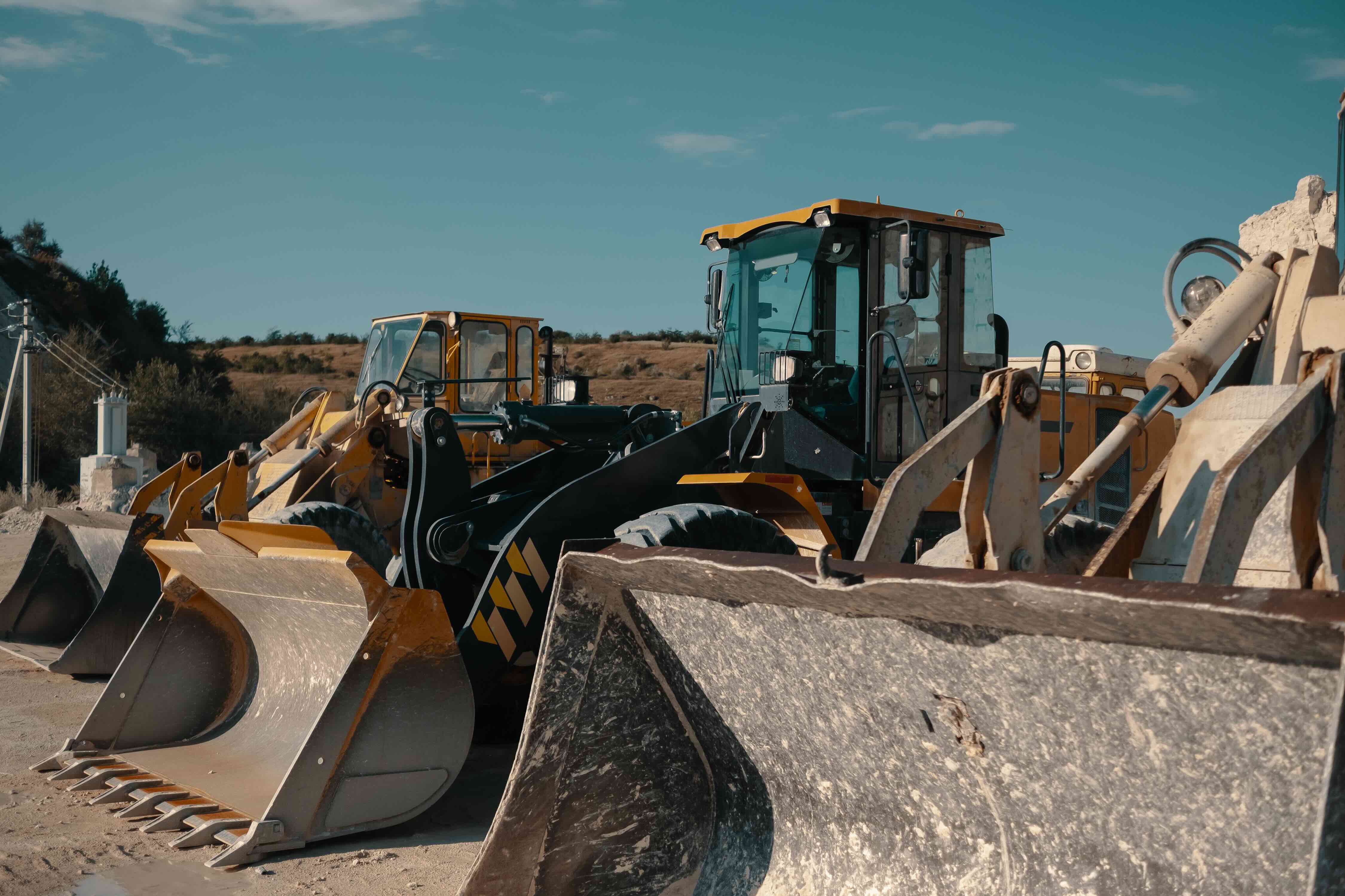 Wheel loaders staged on a Southeast Missouri job site